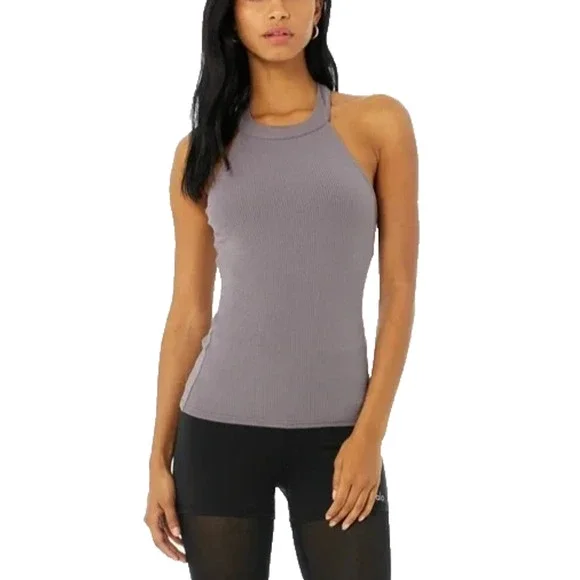 Alo Yoga Ribbed Insight Tank Purple Dusk Women's Size Small - Picture 3 of 14